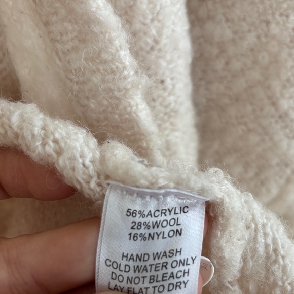 ii sisters Wool Knit Cream Open-Front Holiday Cardigan sz S/M - Picture 5 of 6